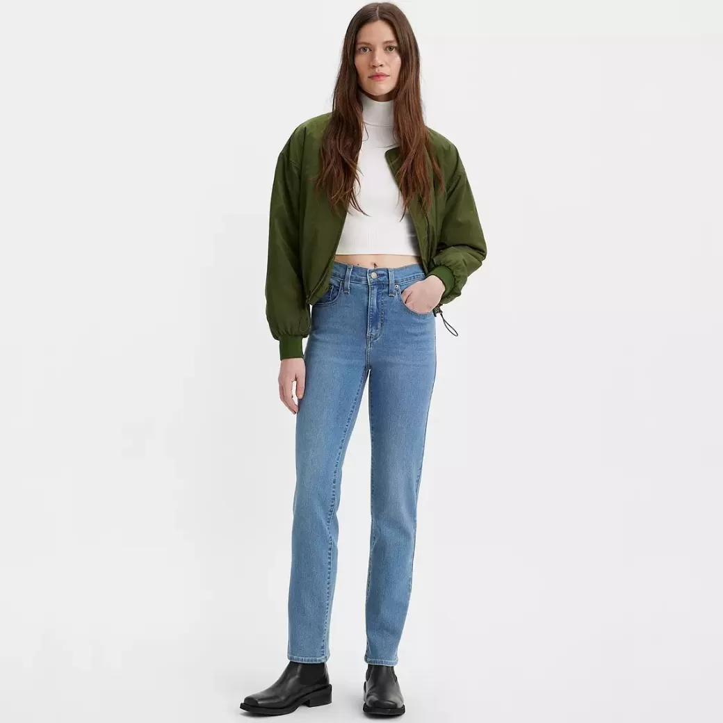Levi's 724 Raka Avskurna Jeans Med Hog Midja Clearance