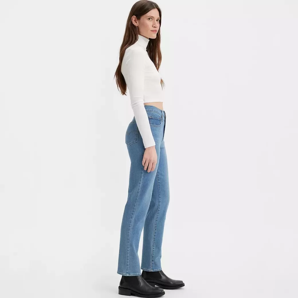 Levi's 724 Raka Avskurna Jeans Med Hog Midja Clearance