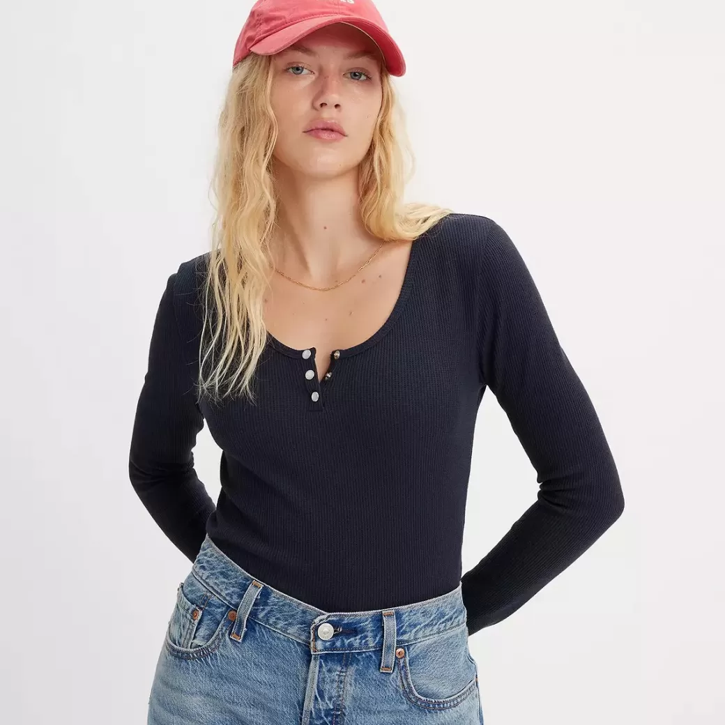Levi's Dry Goods Henley-Langarmad T-Shirt I Vaffelstruktur Sale