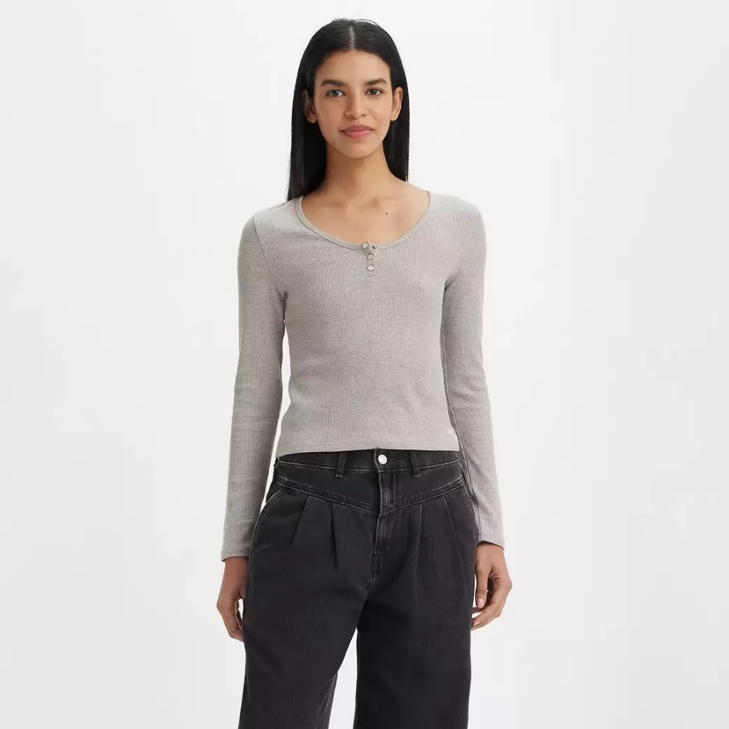 Levi's Dry Goods Henley-Langarmad T-Shirt I Vaffelstruktur Fashion