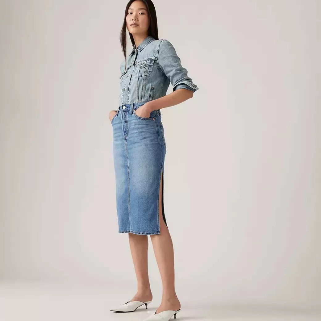 Levi's Kjol Med Slits I Sidan Hot
