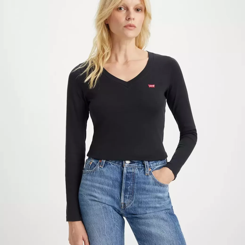 Levi's Langarmad Baby Tee Med V-Ringning Cheap