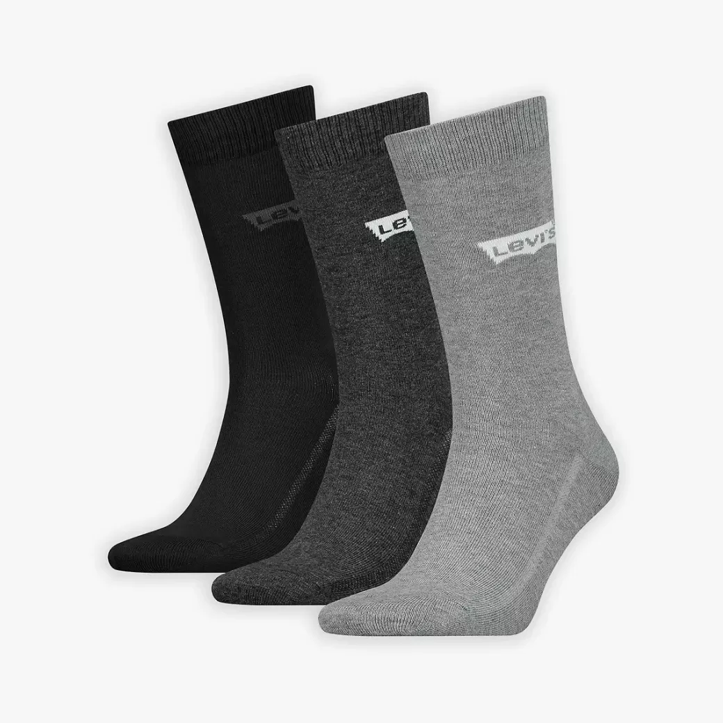 Levi's ® Normalhoga Strumpor Med Batwing-Logga I Atervunnen Bomull 3-Pack Outlet