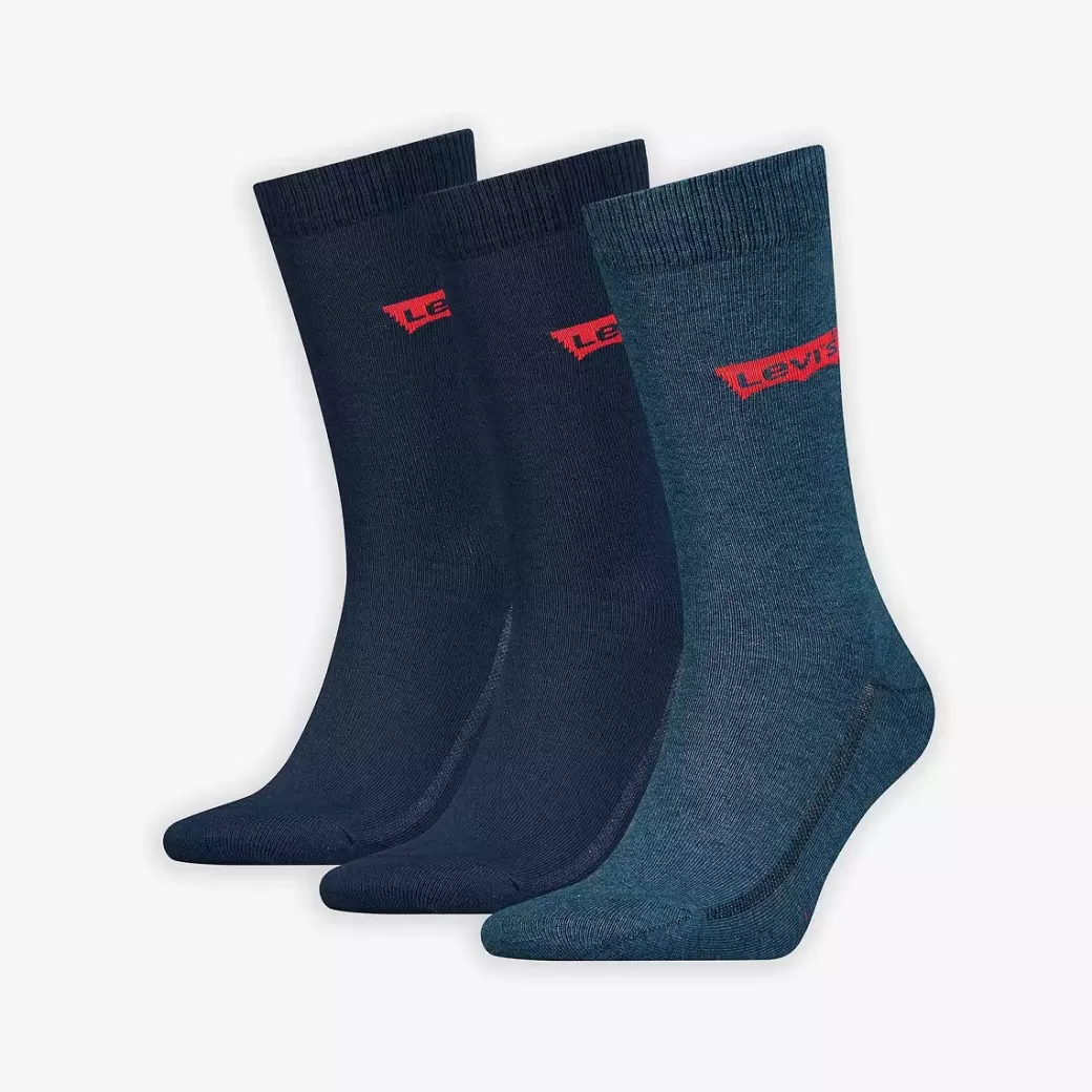 Levi's ® Normalhoga Strumpor Med Batwing-Logga I Atervunnen Bomull 3-Pack Store