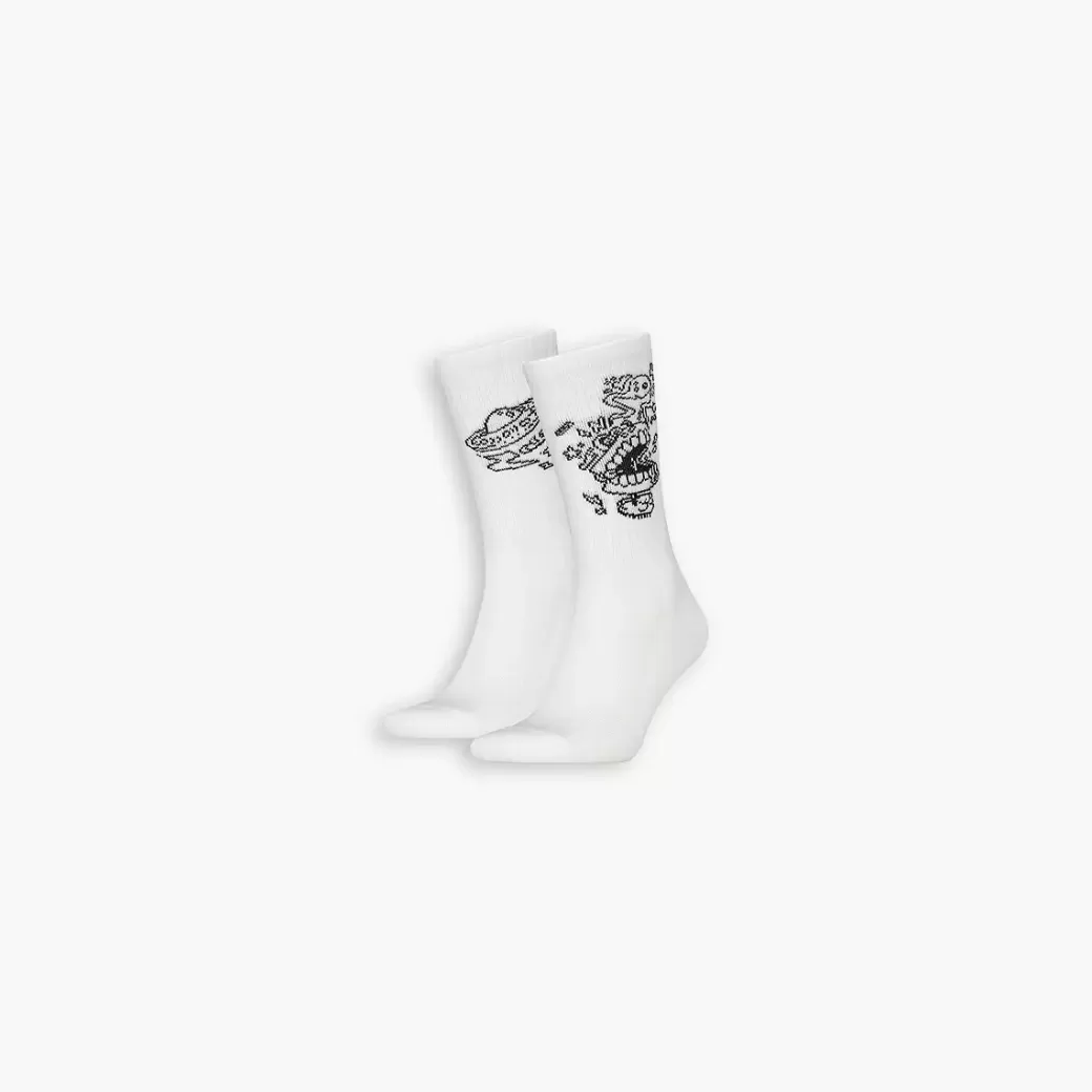 Levi's ® Normalhoga Strumpor Med Klotterdetaljer, 2-Pack Outlet
