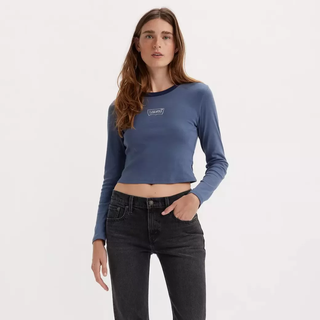 Levi's Mini Ringer Langarmad T-Shirt Med Tryck Online