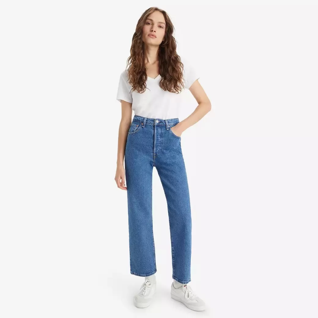 Levi's Ribcage Ankeljeans Med Raka Ben Discount