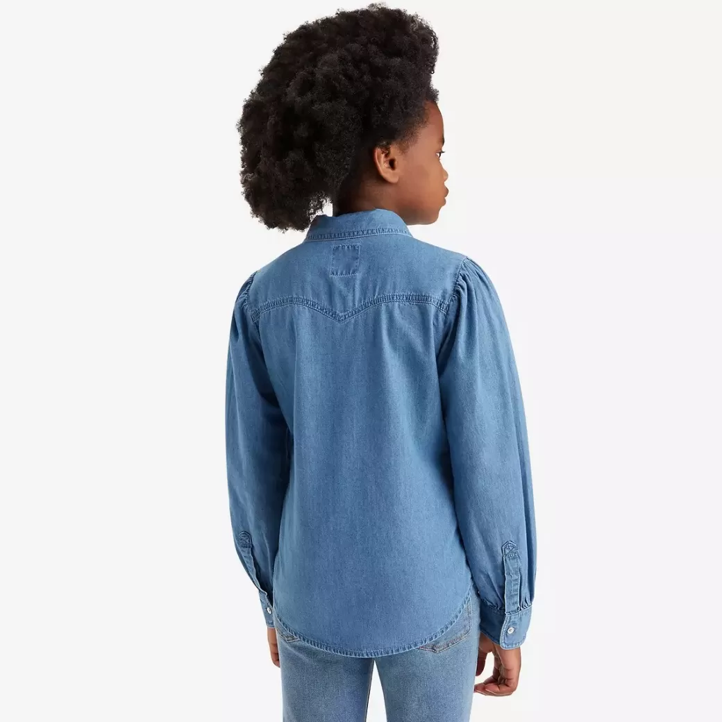 Levi's Teenager Western Denim-Skjorta Med Hel Arm Cheap